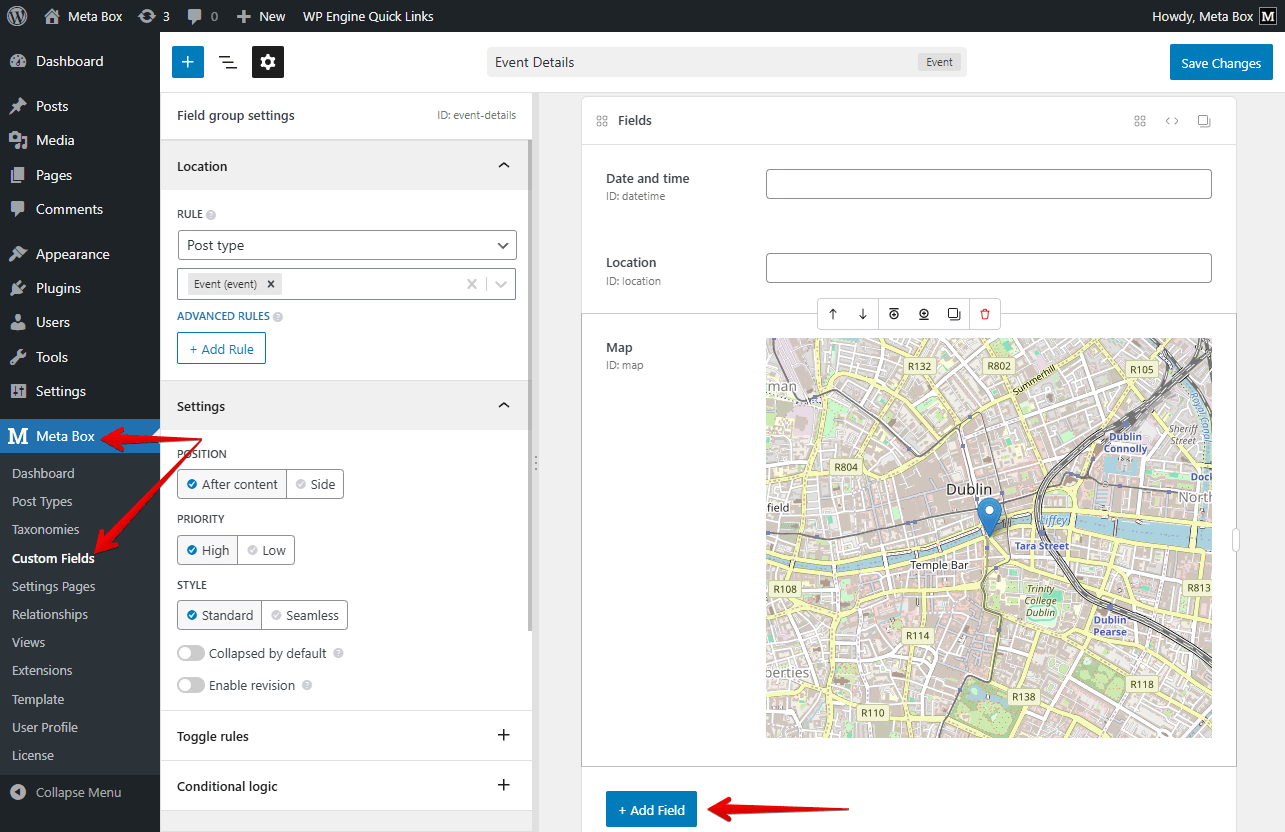 adding custom fields to the group
