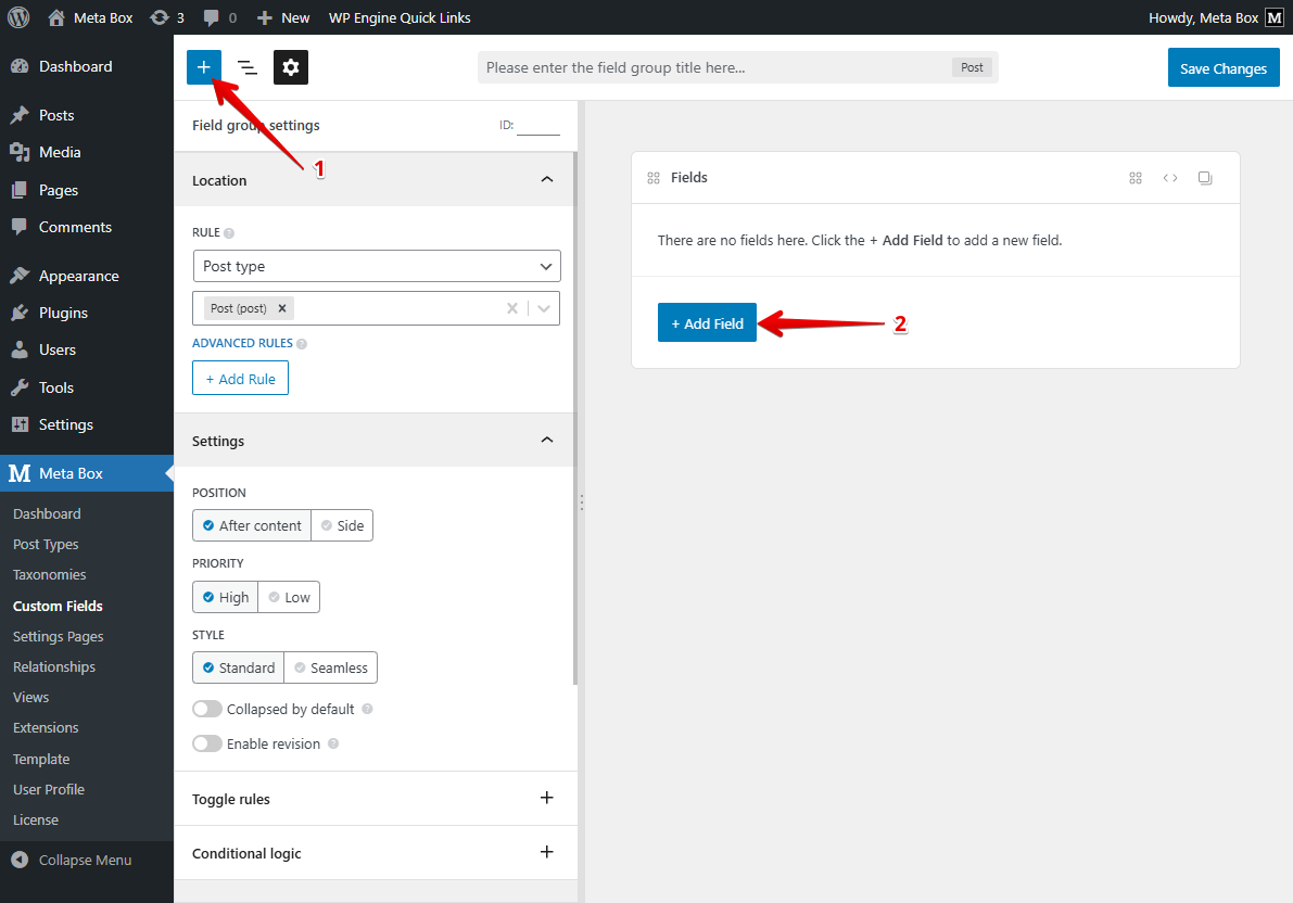 Two positions to add a new field