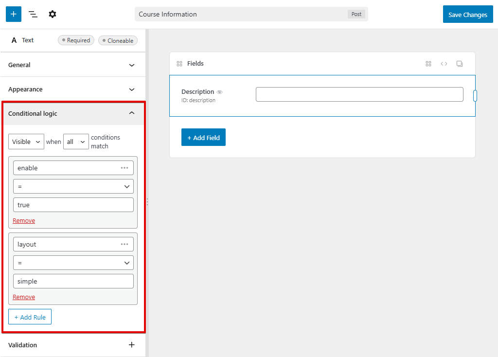 conditional logic rules