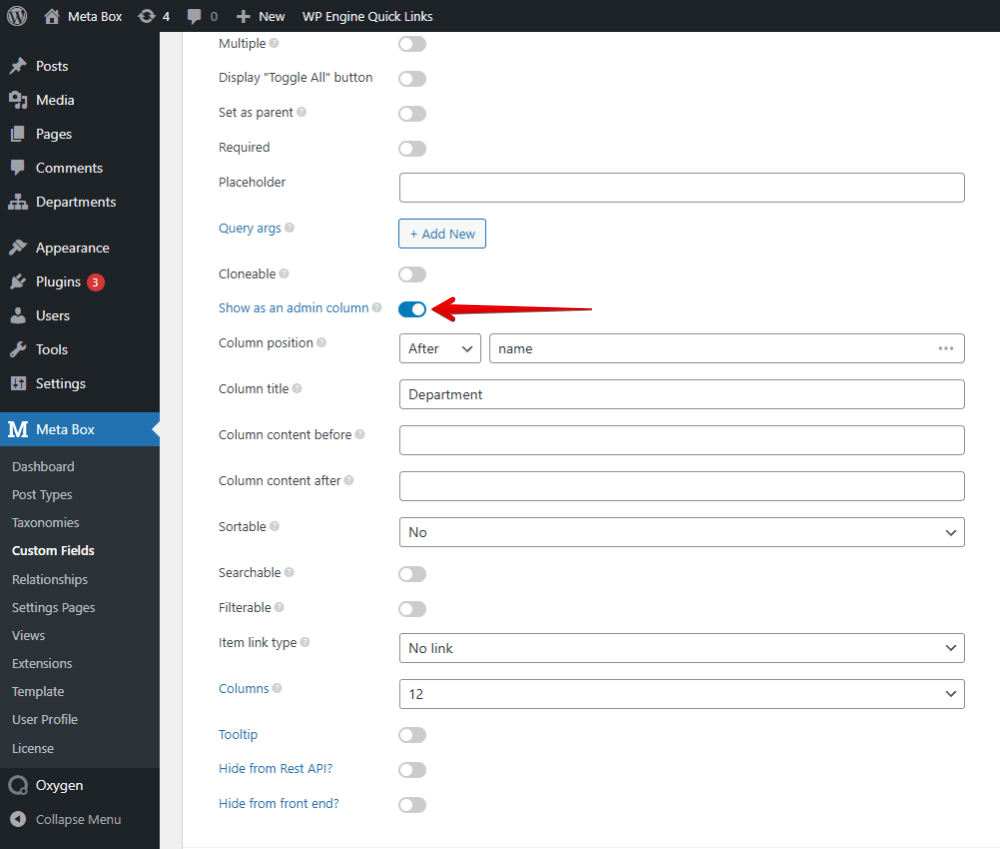 Enable this setting to show them as an admin column