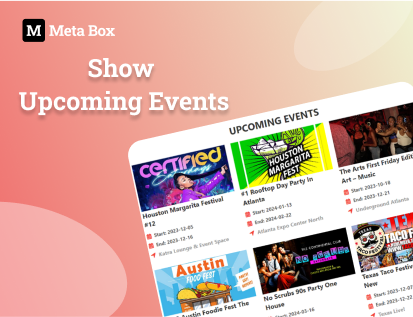 showing upcoming events