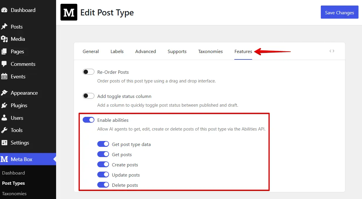 Enable abilities for posts