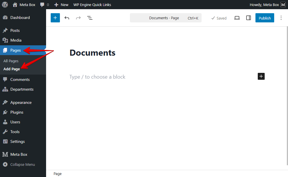 Create a new page