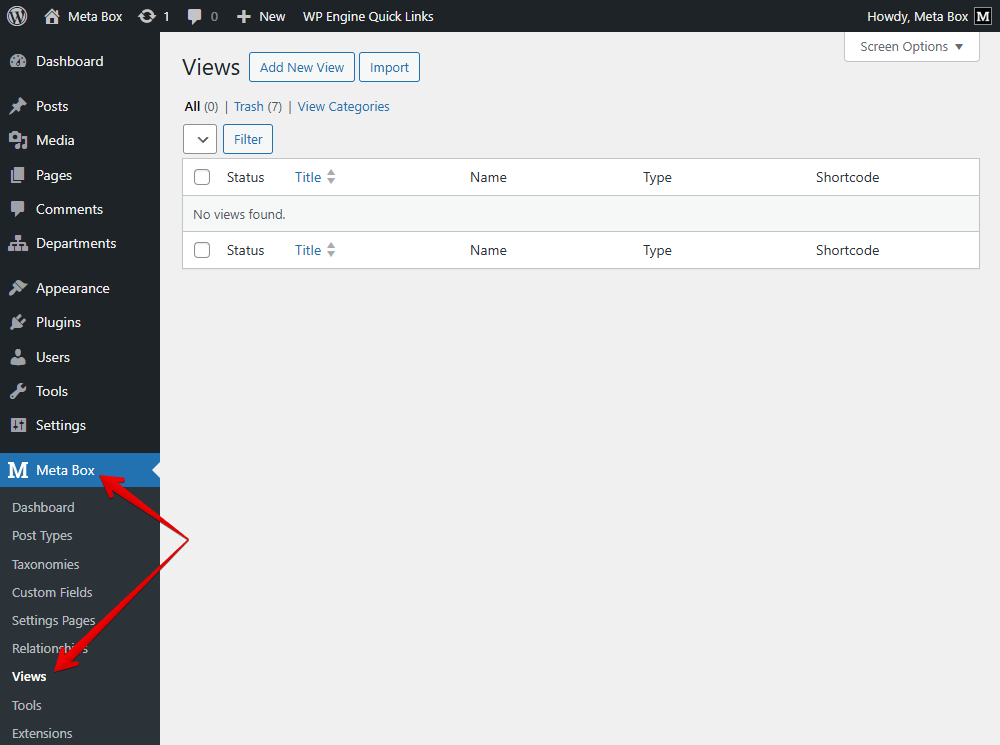 Navigate to Meta Box &gt; Views, and create a new one