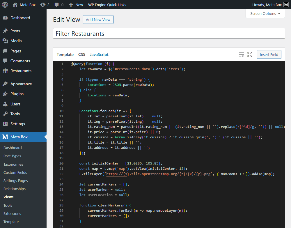 Followed by the JavaScript code