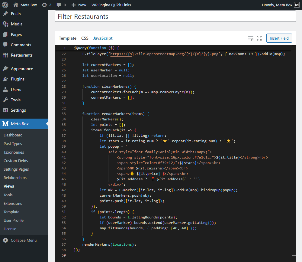 Followed by the JavaScript code