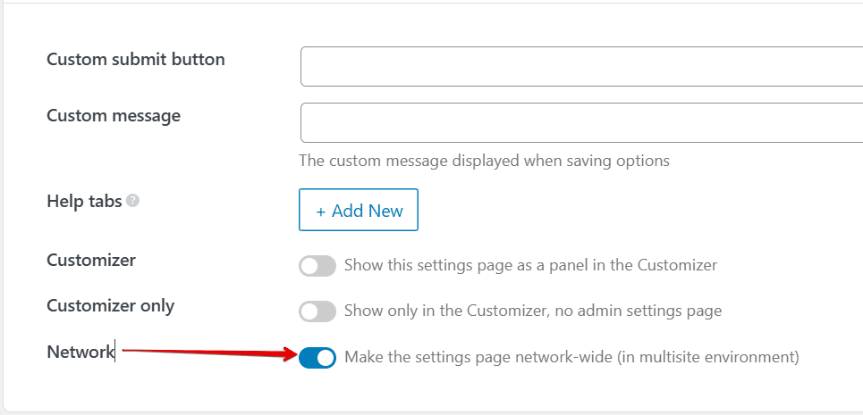 Set as a network settings page