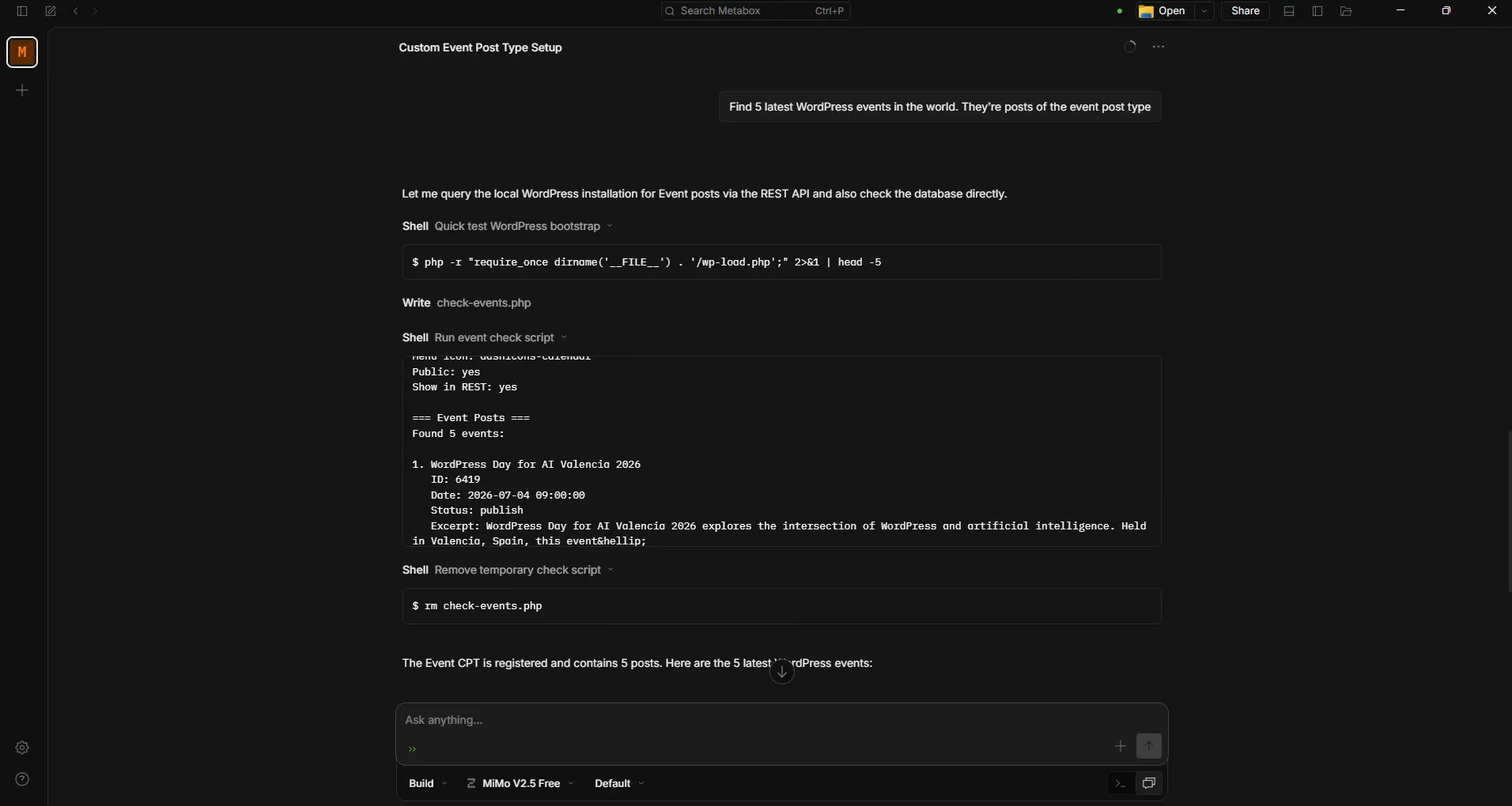 Ask an AI agent to create posts