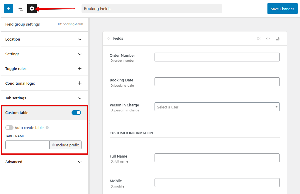 Create a custom table with MB Builder