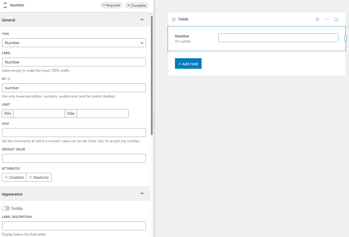 The number field settings